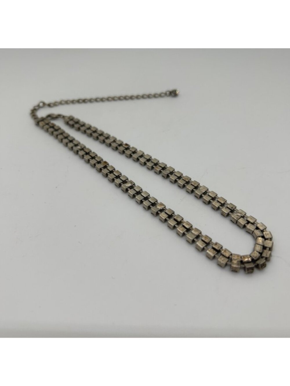 Vintage Double Strand Rhinestone Choker Necklace Silver Tone Crystal Bridal Prom - Picture 8 of 15